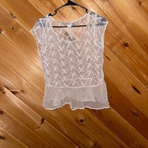 See through white lace top